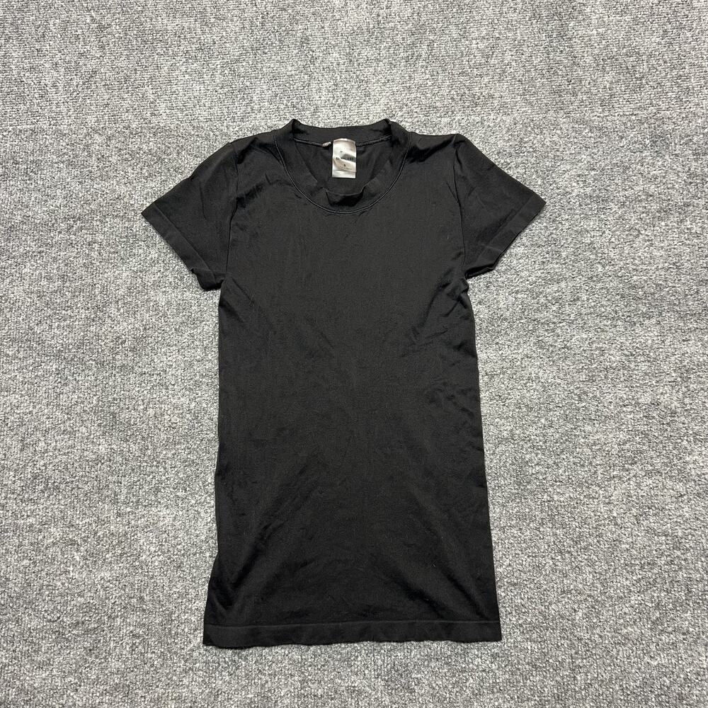 Aritzia Shirt Womens Small Black Seamless Short Sleeve Crew Neck Stretch Top